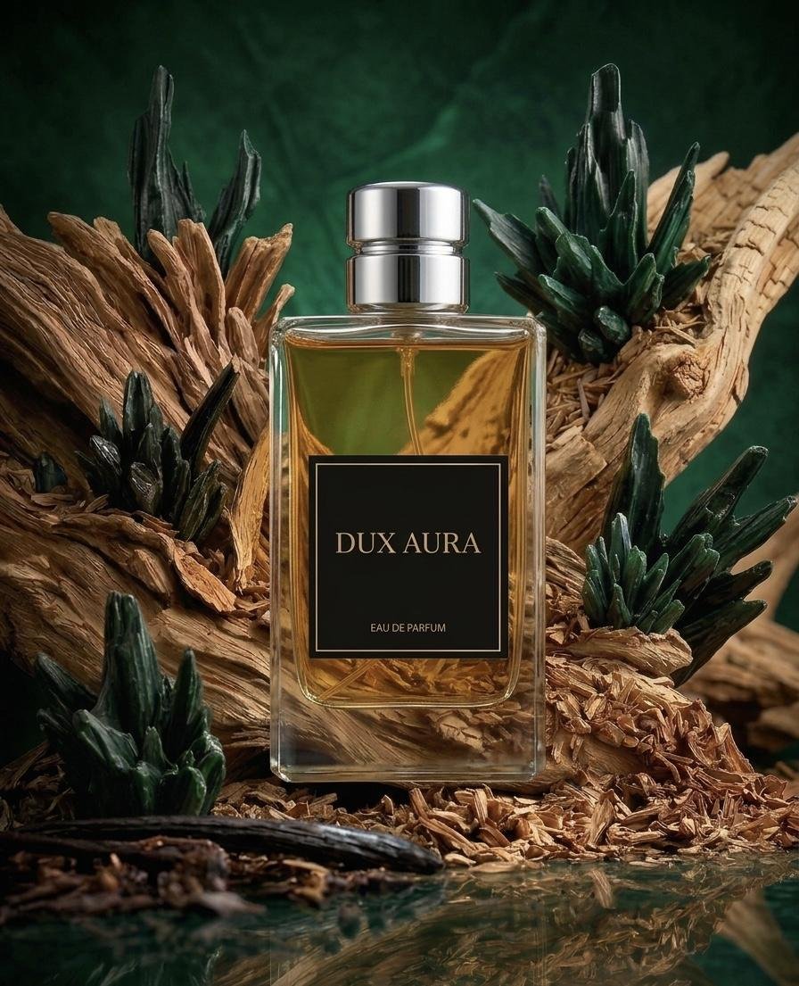 Dux Aura bottle on natural elements